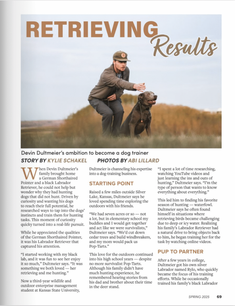 K-State Agriculturist magazine feature on Great Plains Kennels